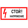 Знак T 01, самокл. 100x200  мм., Стой. Напряжение - ПОЖАРНАЯ БЕЗОПАСНОСТЬ
