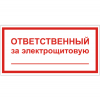 Знак Т 61, пластик 2 мм., 100х200 мм., Ответственный за электрощитовую - ПОЖАРНАЯ БЕЗОПАСНОСТЬ