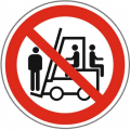 Знак P 40, самокл. 200х200 мм., Перевозка людей на погрузчике запрещена - ПОЖАРНАЯ БЕЗОПАСНОСТЬ